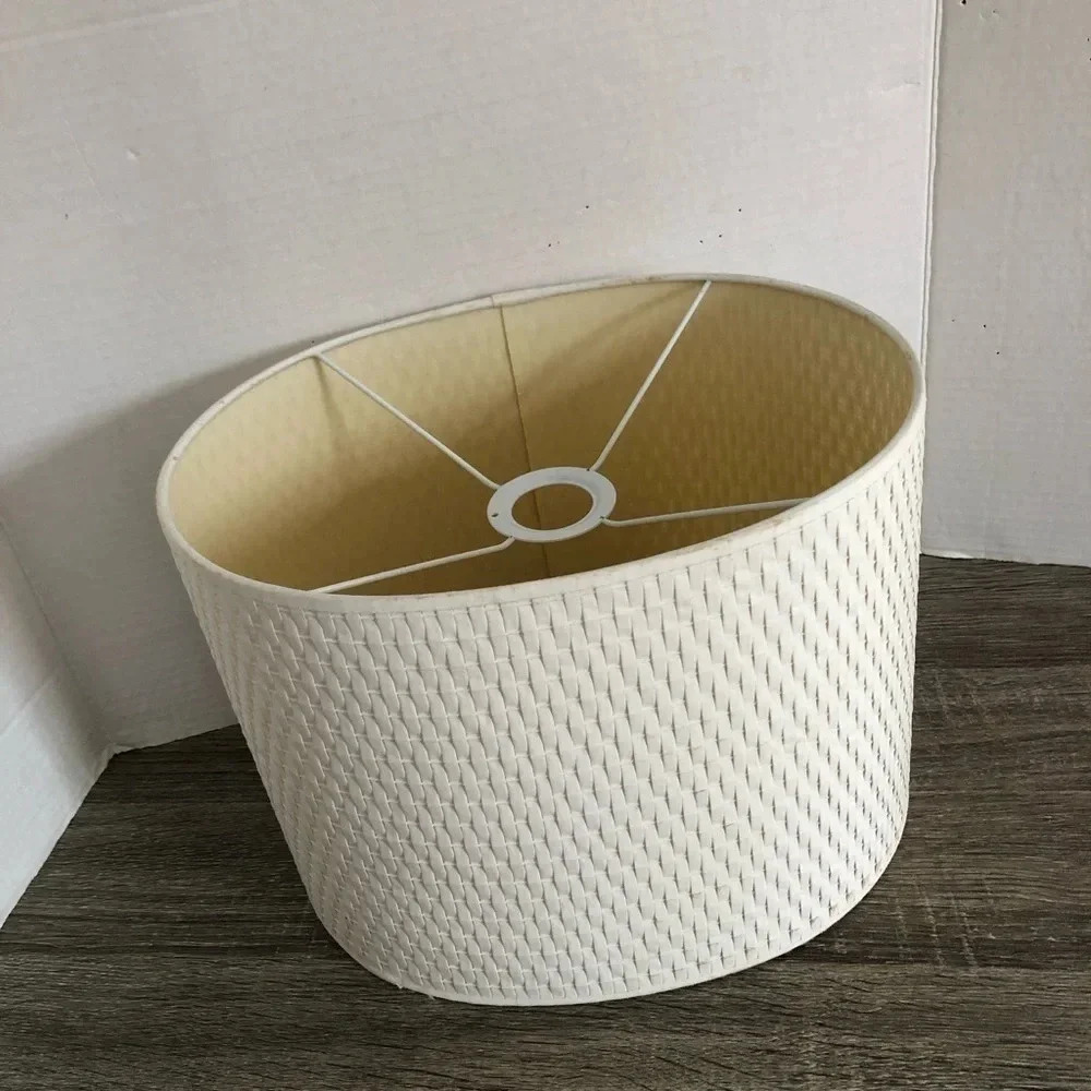 Vtg White Woven Lamp Shade